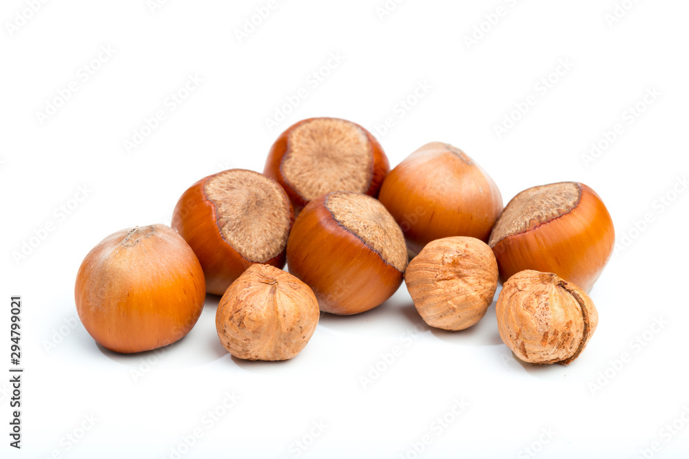 Hazelnuts isolated on white background - Image Hazelnuts isolated on white background - Image