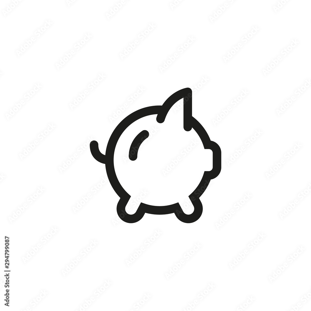 Icon piggybank savings with money. Line outline illustration on white background.