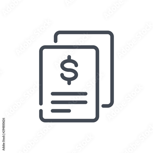 Finance payment report line icon. Bank paycheck vector outline sign.