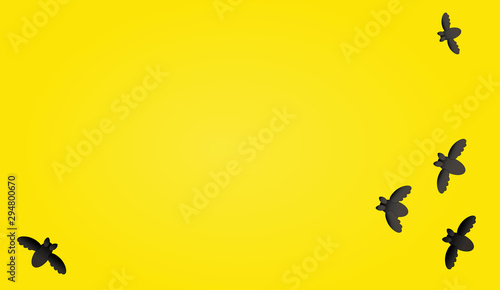 Halloween Karte mit Fledermäusen auf gelbem Hintergrund