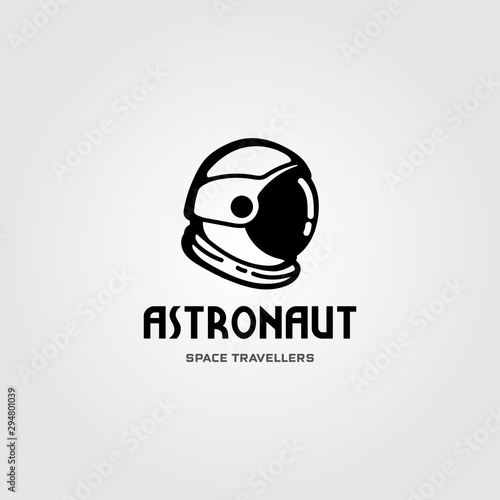 astronaut helmet space travel logo vector design illustration