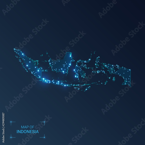 Photo Indonesia map with cities