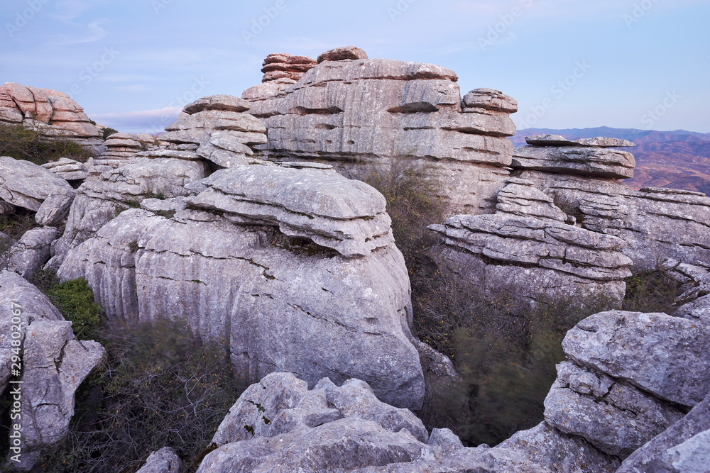 Geological formations in Torcal de Antequera, Malaga