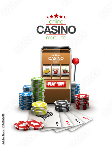 big win illustration Online Jackpot casino Slot machine banner in mobile phone. Chips, playing card, dice. Marketing Luxury Banner Jackpot Online Casino game Slot-machine in Smartphone play now poster
