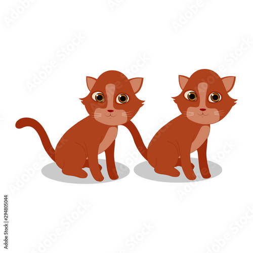 Two Kittens - Cartoon Vector Image