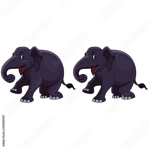 Two Grey Elephants - Cartoon Vector Image