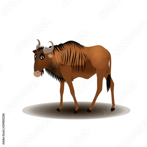 Wildebeest with Expressions - Cartoon Vector Image