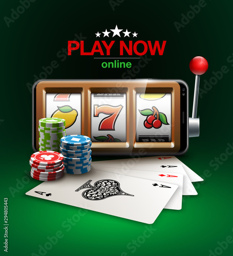 big win illustration Online Jackpot casino Slot machine banner in mobile phone. Chips, playing card, dice. Marketing Luxury Banner Jackpot Online Casino game Slot-machine in Smartphone play now poster