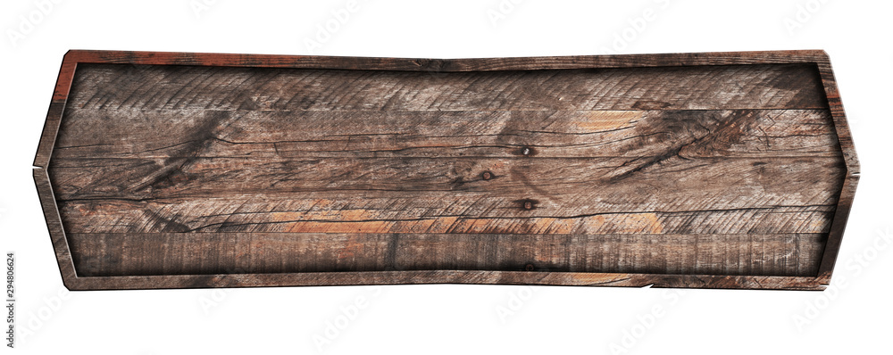 Old wooden sign isolated on white - obrazy, fototapety, plakaty 