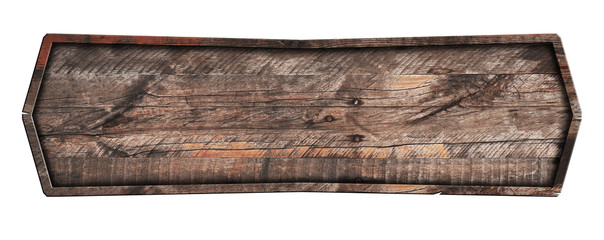 Old wooden sign isolated on white