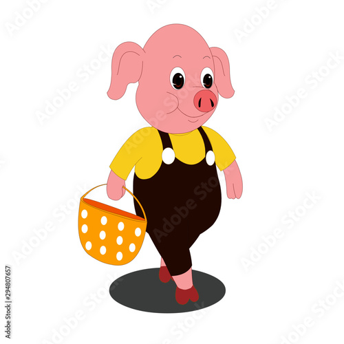 Pig walking on Two Legs - Cartoon Vector Image