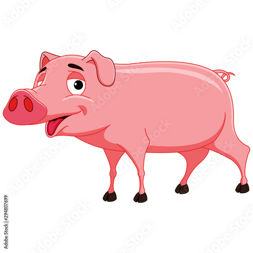 Pig with Curly Tail - Cartoon Vector Image