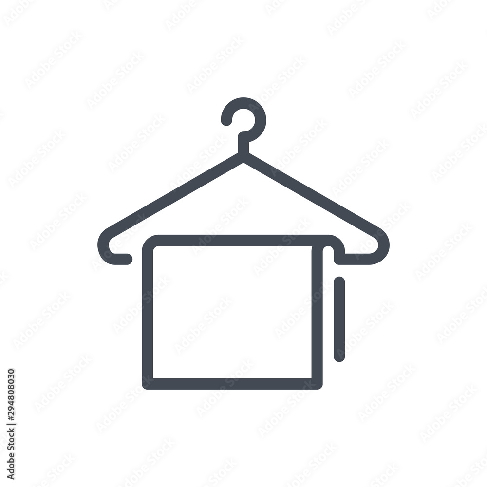 Towel on a hanger line icon. Laundry vector outline sign. Towel on a hanger line icon. Laundry vector outline sign.