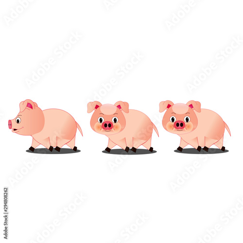 Three Piglets - Cartoon Vector Image