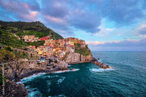 Fototapeta Naklejka Na Ścianę i Meble -  Manarola village on sunset, Cinque Terre, Liguria, Italy