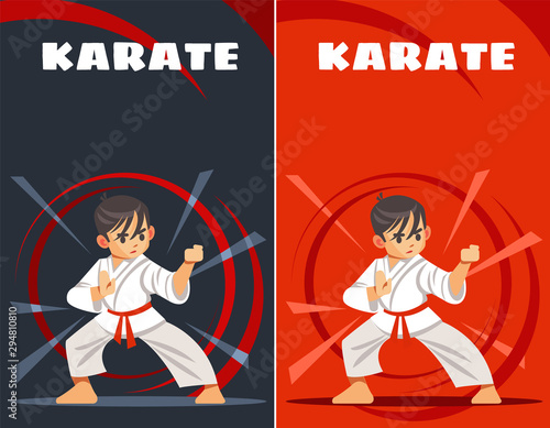 karate kid. design templates. kids sports. Vector illustration of flat, cartoon style.