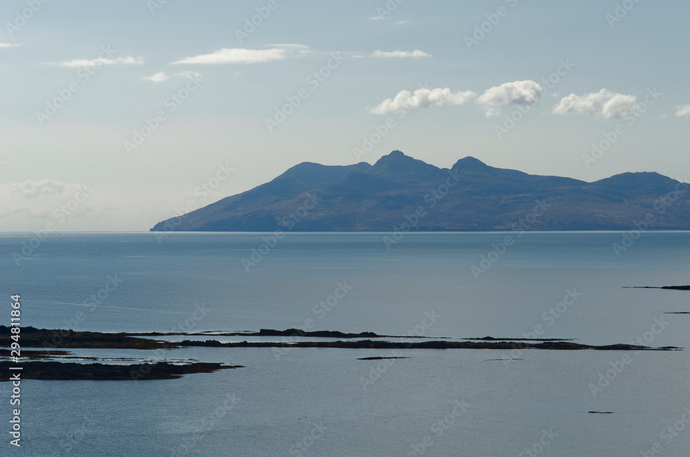 view towards Isle of Rum from Isle of Skye, Scotland