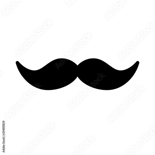 Fotografie, Obraz Vector illustration of a simple black moustache silhouette.
