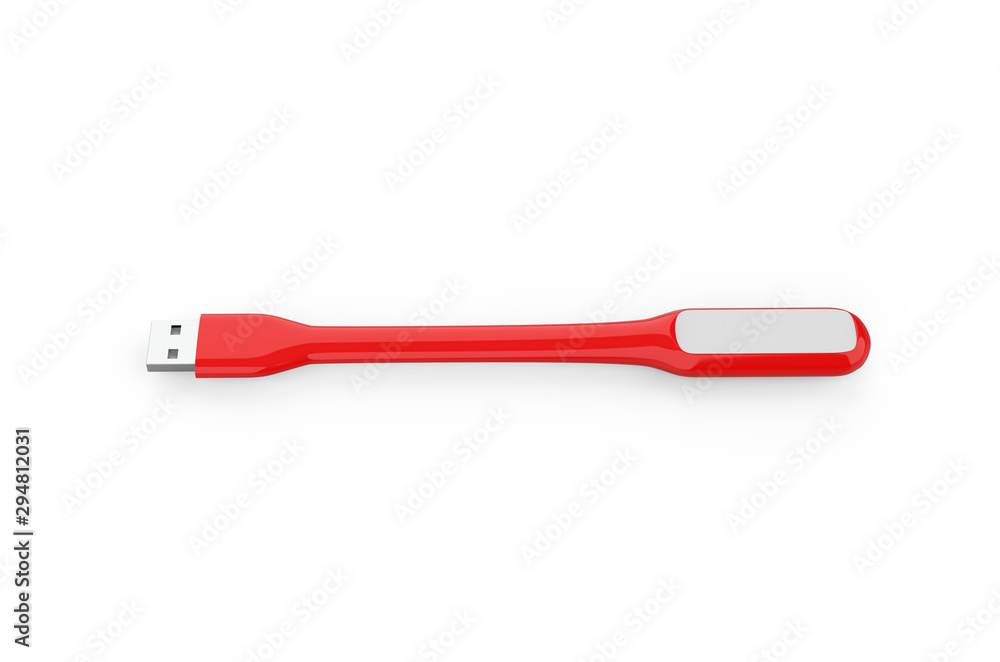 Portable usb led light, mock up template on isolated white background, 3d illustration Portable usb led light, mock up template on isolated white background, 3d illustration