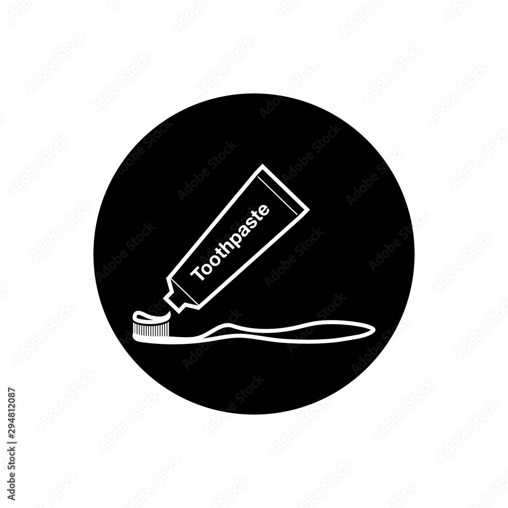 Toothbrush and Toothpaste Icon. Rounded Button style vector EPS. Toothbrush and Toothpaste Icon. Rounded Button style vector EPS.