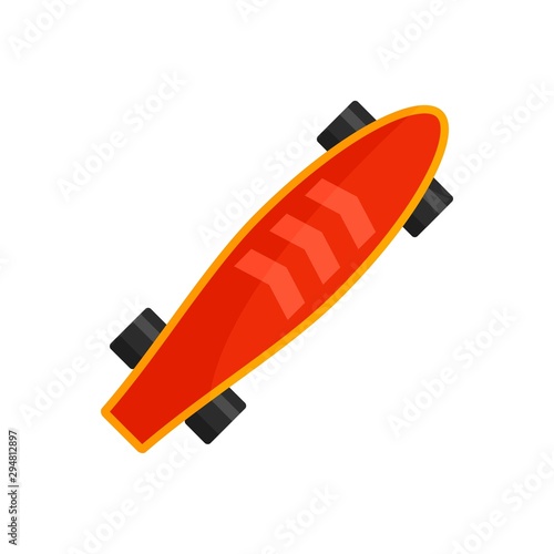 Cute longboard icon. Flat illustration of cute longboard vector icon for web design
