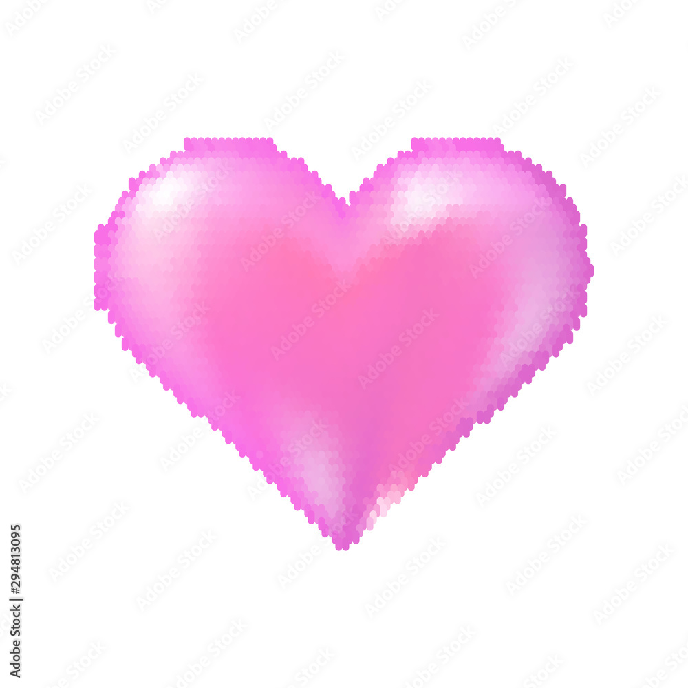 Pink Halftone Romantic, Heart Icon Isolated on White Background.