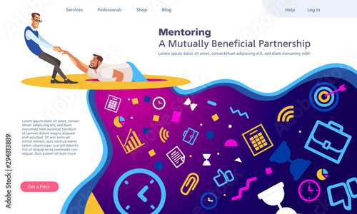 Mentoring. A Mutually Beneficial Partnerships flat vector illustration concepts for website. Web page design template.