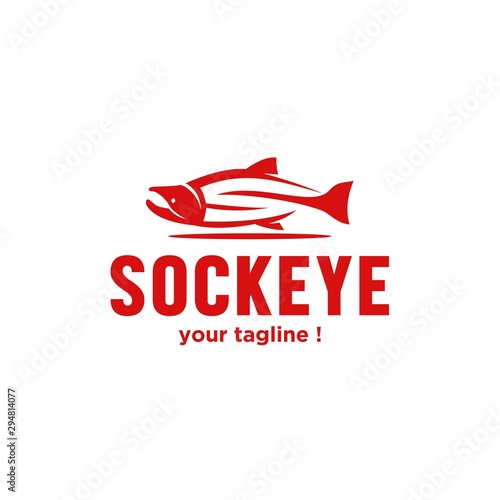 fish sockeye and initial abstract - logo