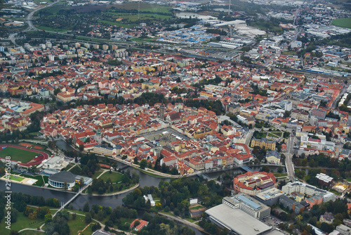 Landscape view from sport plane on Czech Republic, Sumava, South Bohemia.