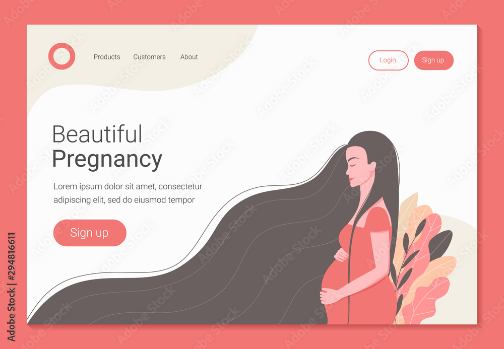 Beautiful pregnant woman in colorful leaves.