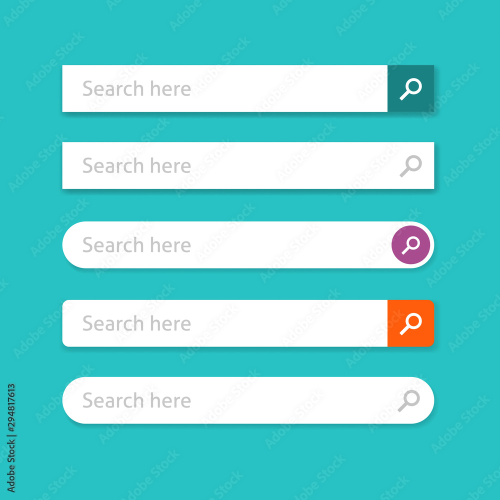 Search bar vector element design, set of web searching boxes with shadow ui website template isolated on blue color background image Search bar vector element design, set of web searching boxes with shadow ui website template isolated on blue color background image