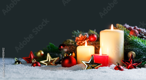 Christmas candles with decoration