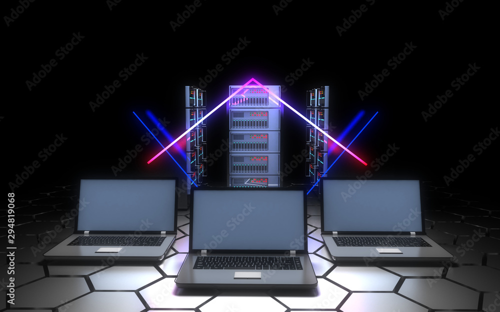 3D future datacenter concept. 3d illustration 3D future datacenter concept. 3d illustration