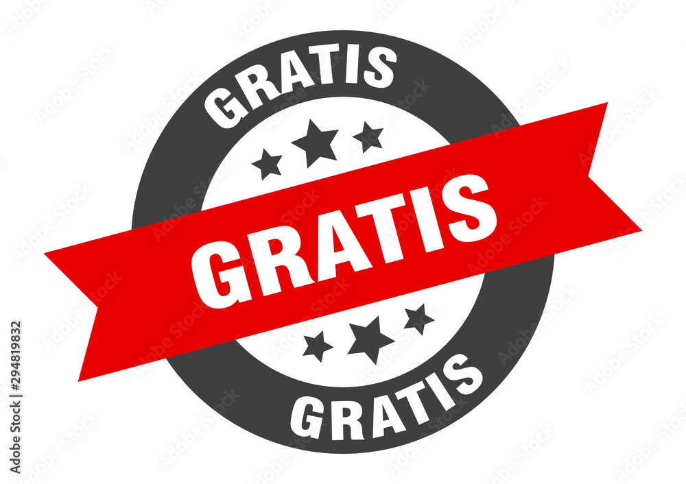 Fototapeta premium gratis sign. gratis black-red round ribbon sticker