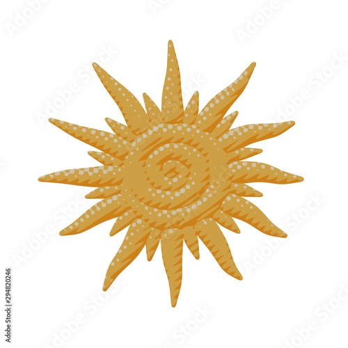 Flat isolated hot yellow summer sun light object