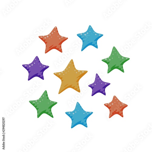 Flat isolated colorful star shaped candy sign