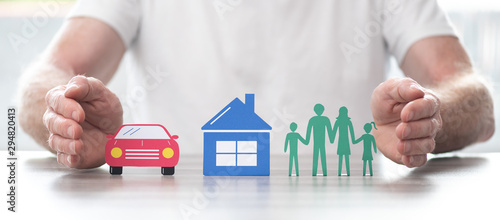 Concept of life, home and auto insurance photo