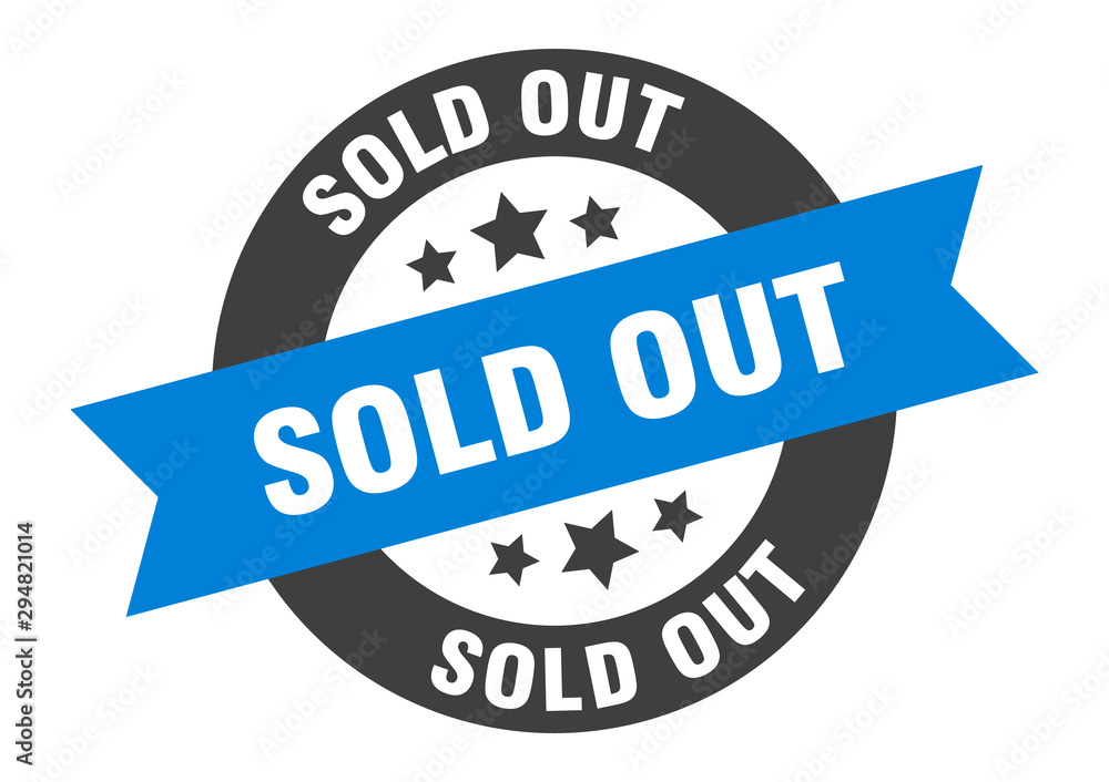 Fototapeta premium sold out sign. sold out blue-black round ribbon sticker