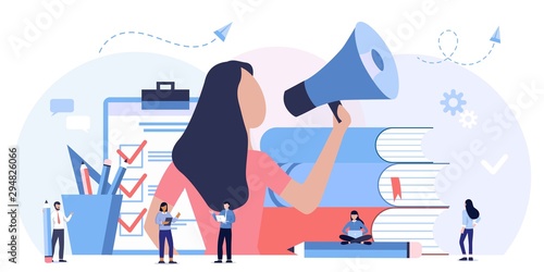 Online learning, choice of courses, exam preparation, home schooling. Education, training courses and tutorials. Online podcast course. mouthpiece, promotion, advertising, call through horn