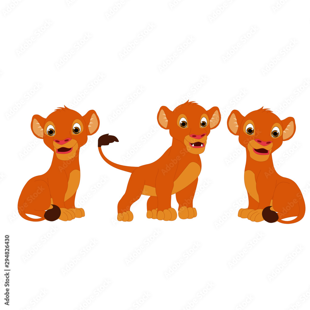 Lion Three Cubs - Cartoon Vector Image Lion Three Cubs - Cartoon Vector Image