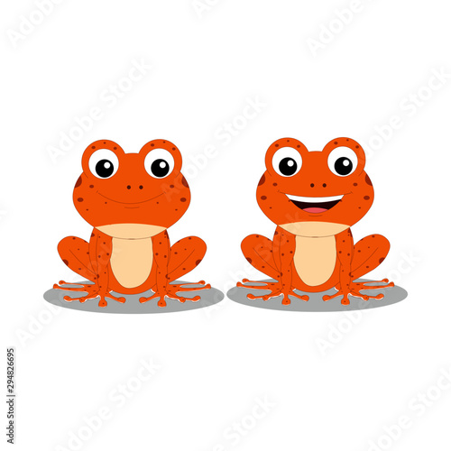 Two Orange Frogs with Spots - Cartoon Vector Image