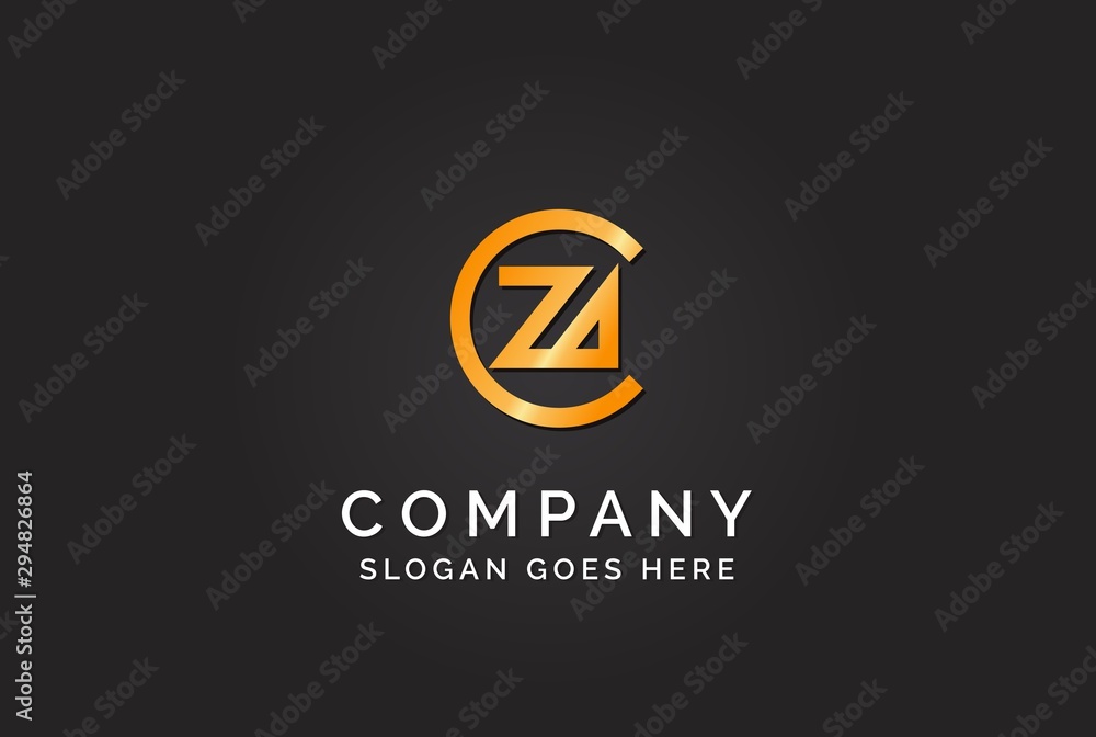 Luxury initial letter CZA golden gold color logo design. Tech business marketing modern vector Luxury initial letter CZA golden gold color logo design. Tech business marketing modern vector