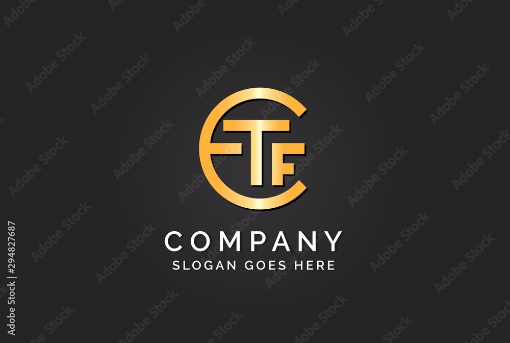 Luxury initial letter ETF golden gold color logo design. Tech business marketing modern vector Luxury initial letter ETF golden gold color logo design. Tech business marketing modern vector