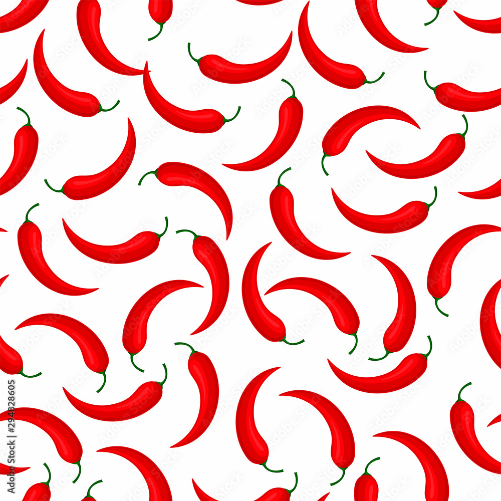 Seamless pattern with chili peppers on white background. Seamless pattern with chili peppers on white background.