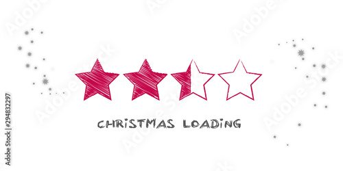 Ladebalken Weihnachten Vekror Illustration mit roten und silbernen Sternen auf weißem Grund