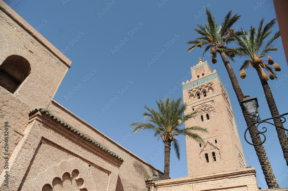 MARRAKECH, MOROCCO - SEPTEMBER 30, 2019: Koutoubia mosque, the largest mosque in Marrakesh