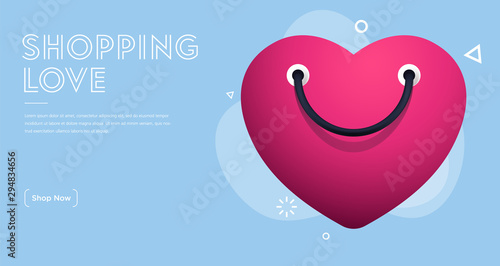 Happy hearts with shopping bag handle for consumer protection, satisfaction guarenteed, client services, valentine's day gifts etc. Vector EPS.