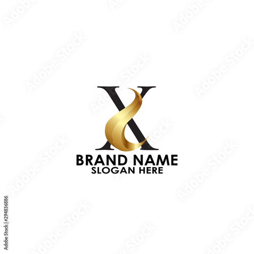 logo letter x with letter s custome gold luxury vector logo