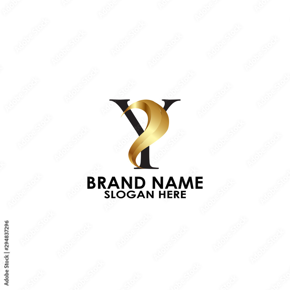 logo letter Y with elegant curve gold logo template logo letter Y with elegant curve gold logo template