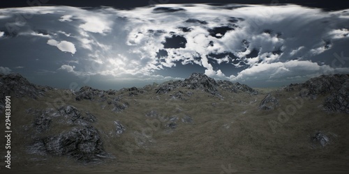 VR 360 Huge Dark Clouds over Scottish Highlands